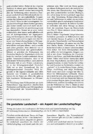 Die gestaltete Landschaft - ein Aspekt der Landschaftspflege