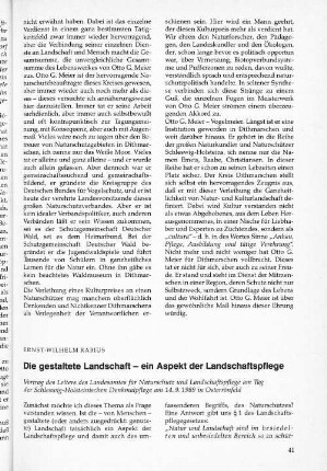 Die gestaltete Landschaft - ein Aspekt der Landschaftspflege