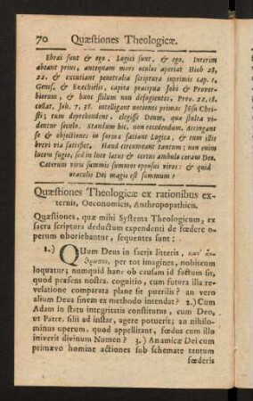 70-74, Quaestiones Theologicae ex rationibus ...