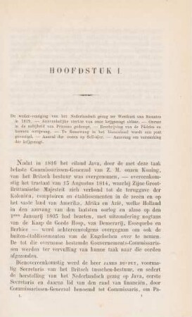Hoofdstuk I. De weder-vestiging van het Nederlansch gezag ter Westkust van Sumatra in 1819 ...