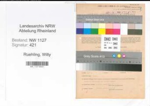 Entnazifizierung Willy Ruehling , geb. 05.10.1896 (Friseur)