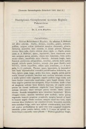 Descriptiones Coleopterorum novorum Regionis Palaearcticae