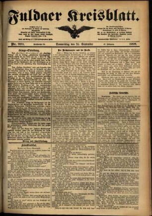 Ausgabe vom Donnerstag, den 24. September 1908.