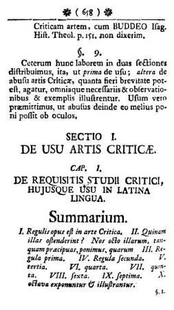 Sectio I. De usu artis Criticæ.