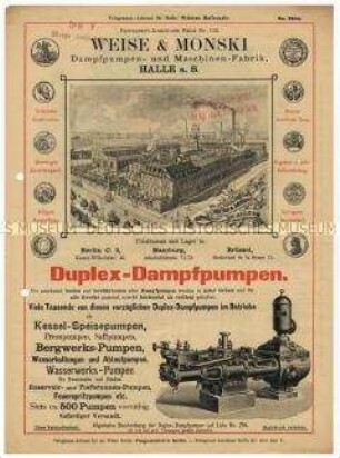 Duplex-Dampfpumpen der Firma Weise und Monski