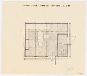 Bundesgartenschau 1955, Kassel Kleingartenlaube: Kleingartenlaube Grundriss 1:20