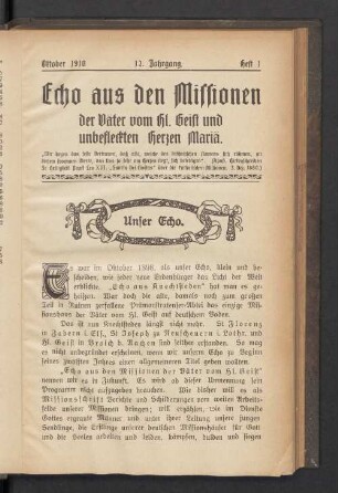 Heft 1. October 1910