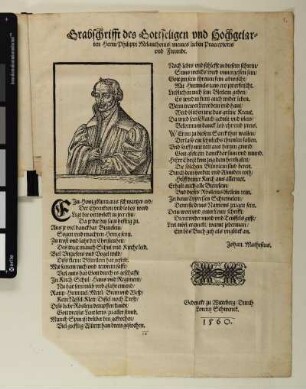 (Holzschnitt]: [Porträt: Philipp Melachthon]