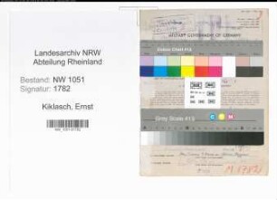 Entnazifizierung Ernst Kiklasch , geb. 29.01.1911 (Arbeiter)