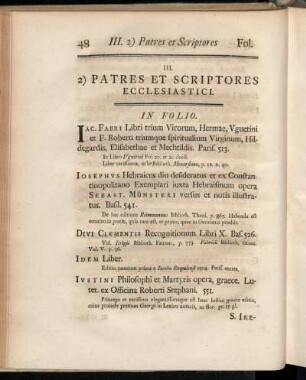 2) Patres Et Scriptores Ecclesiastici.