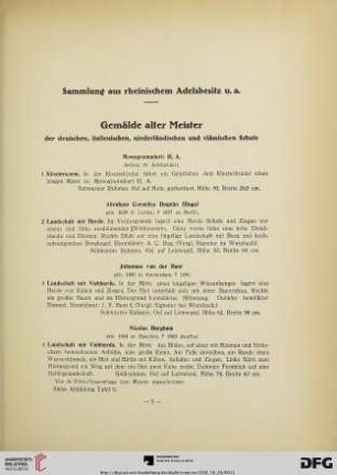Gemälde alter Meister (Nr. 1-50)