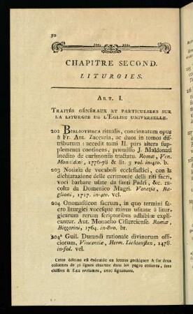 50-69, Chapitre Second. Liturgies.