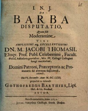 De Barba Disputatio