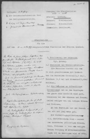 Lombach: Pfarrbericht 1929