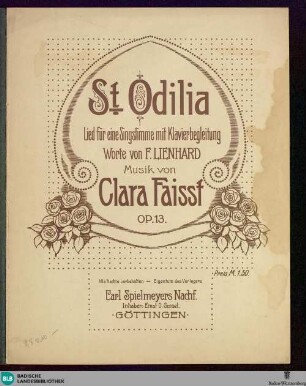 St. Odilia : Lied für eine Singstimme mit Klavierbegleitung; op. 13