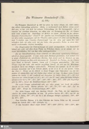 Die Weimarer Handschrift (X). (Q.566)