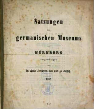 Satzungen des germanischen Museums zu Nürnberg
