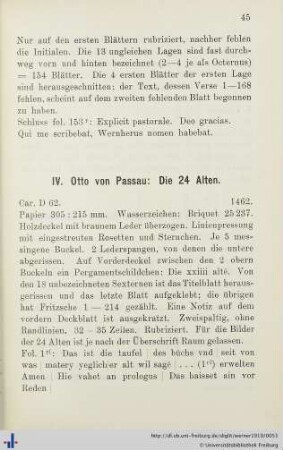 IV. Otto von Passau. Die 24 Alten.