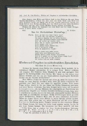 Werden und Vergehen im niederdeutschen Sprachschatz.