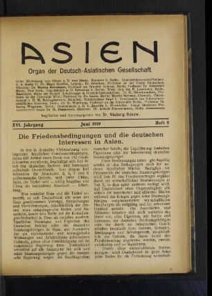 XVI Jahrgang Juni 1919 Heft 9