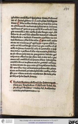 Explicit summa confessionum seu interrogatorium pro simplicibus confessoribus, editum ab archiepiscopo Florentino videlicet fratre Anthonino ordinis Predicatorum.