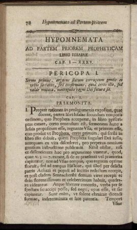Hypomnemata Ad Partem Priorem Propheticam Libri Iesaiae Cap. I. - XXXV.