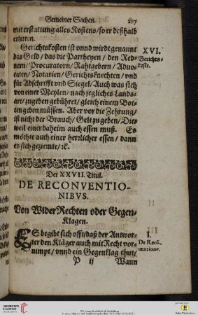 Der XXVII. Titul