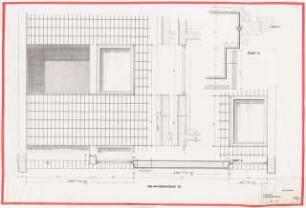 Wohnsiedlung (»Neues Heim«), Berlin-Spandau: Langbau: Plattenverlegeplan. Ansicht, Schnitte 1:10, 1:1