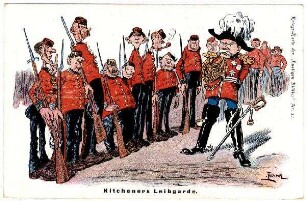 Kriegs-Karte der "Lustigen Blätter" Nr. 21: Kitcheners Leibgarde. (Karikaturen englischer Soldaten) (verboten)