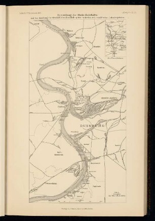 Rhein-Ruhrhäfen: Lageplan 1:45000 (aus: Atlas zur Zeitschrift für Bauwesen, hrsg. v. Ministerium der öffentlichen Arbeiten, Jg. 65, 1915)