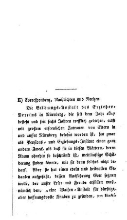 Correspondenzen, Nachrichten und Notizen