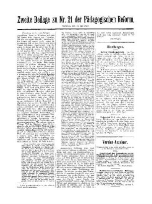 Anzeigen : zweite zu Nr. 21 der Pädagogischen Reform