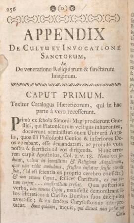 Appendix De Cultu Et Invocatione Sanctorum Caput I - Caput VI.