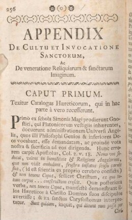 Appendix De Cultu Et Invocatione Sanctorum Caput I - Caput VI.
