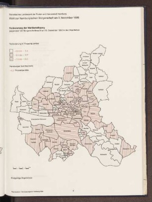 Veränderung der Wahlbeteiligung gegenüber der Bürgerschaftswahl am 19. Dezember 1982 in den Stadtteilen