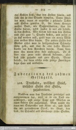 Zubereitung des zahmen Geflügels