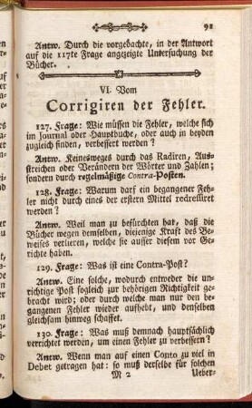 VI. Vom Corrigiren der Fehler.