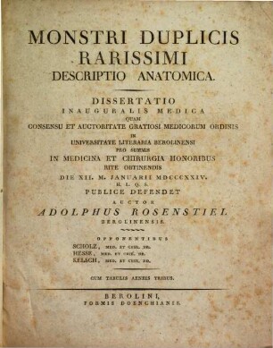 Monstri duplicis rarissimi descriptio anatomica : diss. inaug. med.