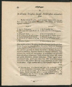 X. In ultimam Strophen eiusque Antistrophen animadversiones.