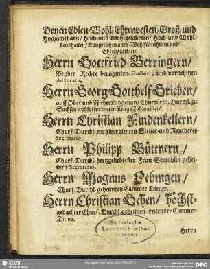 Dedication-Schrifft