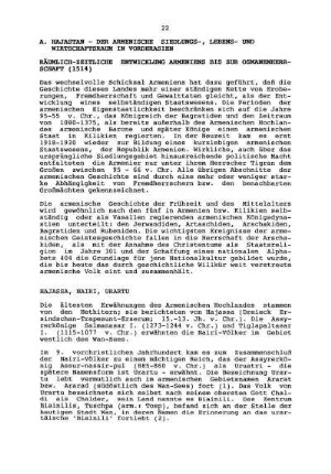 A. Hajastan - Der armenische Siedlungs-, Lebens- und Wirtschaftsraum in Vorderasien