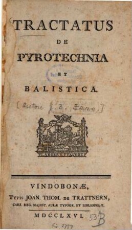 Tractatus De Pyrotechnia Et Balistica