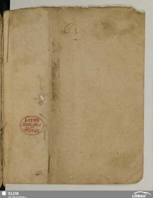 Vorsatz mit Bandbezeichnung /Stempel Ratsbibliothek Löbau