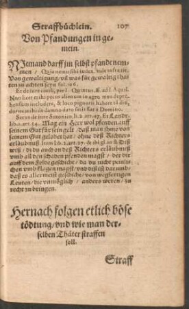Hernach folgen etlich böse tödtung/ und wie man derselben Thäter straffen soll.