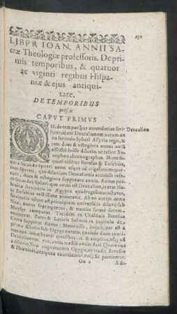 Liber Ioan. Annii Sacrae Theologiae professoris. De primis temporibus, & quatuor ac viginti regibus Hispaniae, & eius antiquitate.