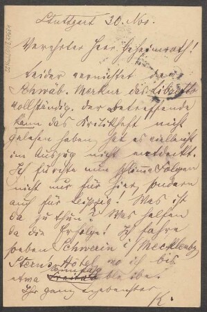 Brief an Ludwig Strecker  an B. Schott's Söhne : 30.11.1903