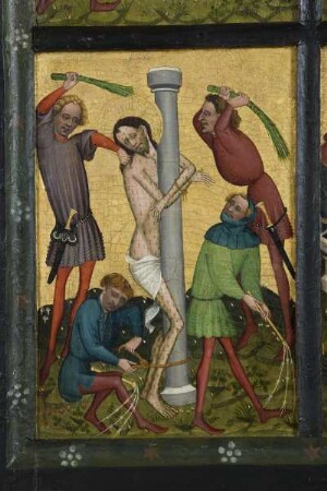 Rauschenberger Altar — Rechter Altarflügel - Szenen aus der Passion Christi — Die Geißelung Christi