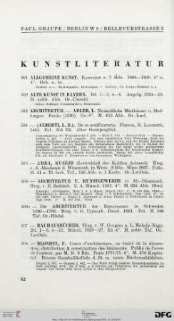 Kunstliteratur (Nr. 501-1061)