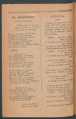 El prisionero : (Tango canción)