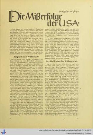 Die Mißerfolge der USA.